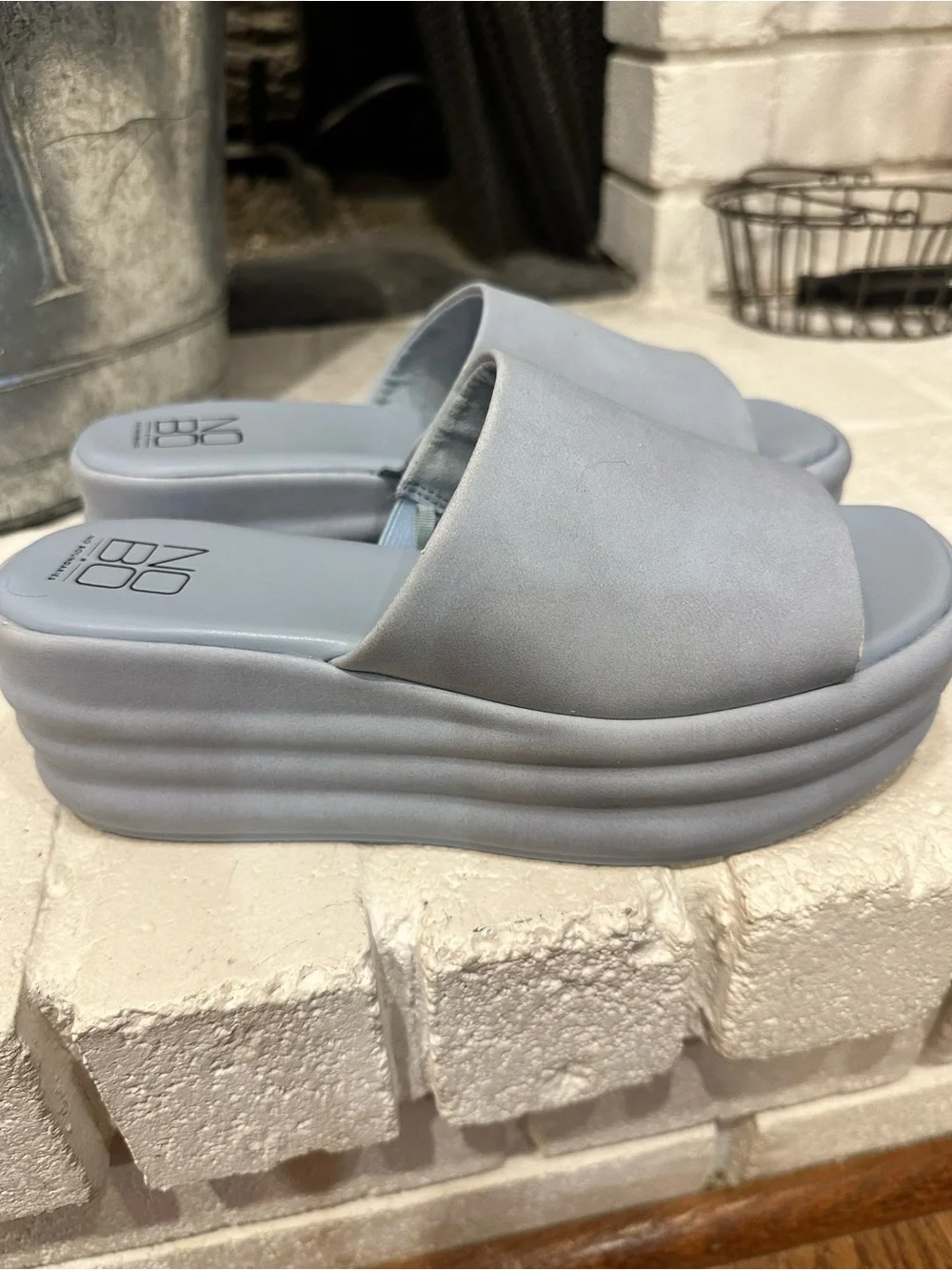 No Boundaries Light Blue Platform Slide Sandals - Women's